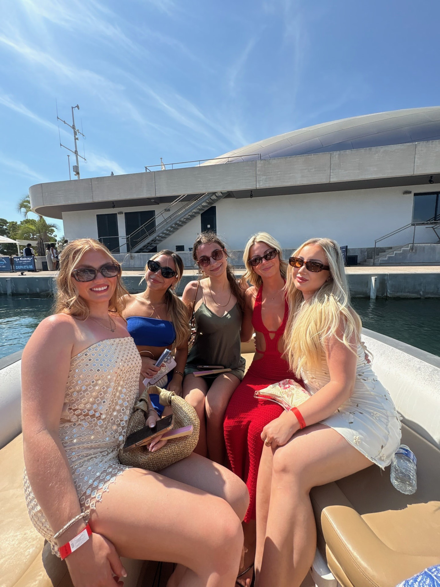 Friends together on a boat day in the South of France